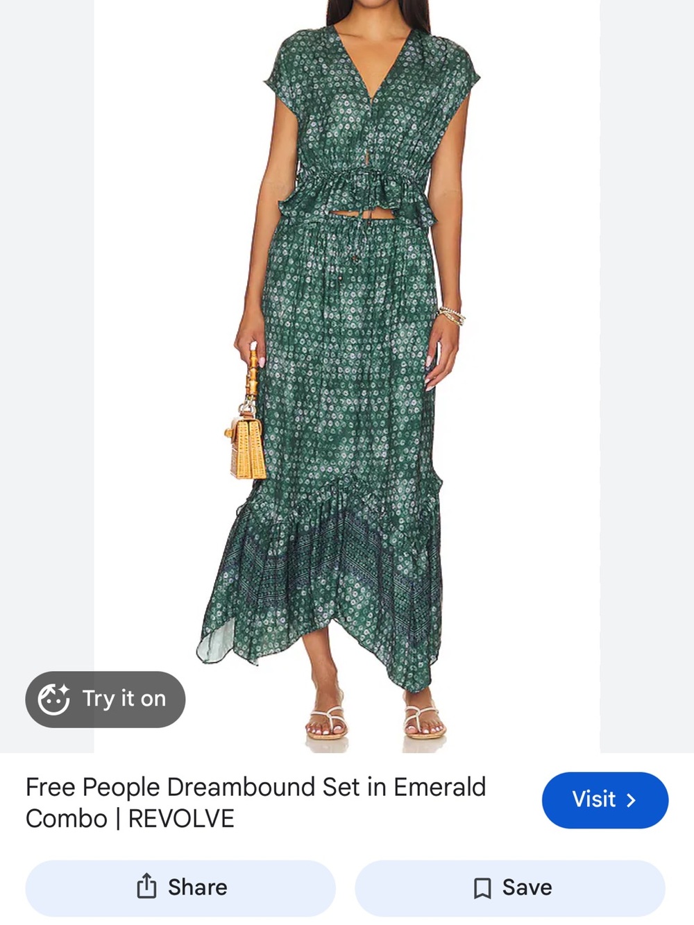 Free People Dark Green Floral Two-Piece Maxi Skirt Set - Picture 4 of 4